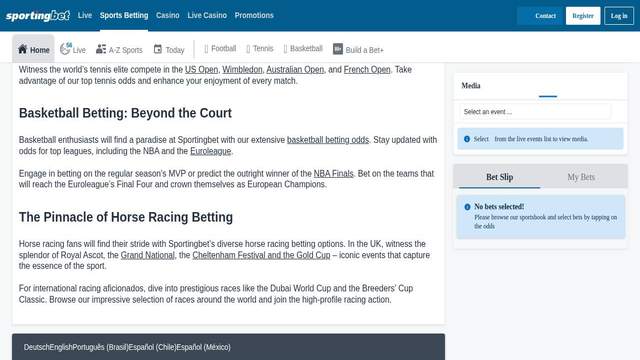 Sportingbet casino screenshot